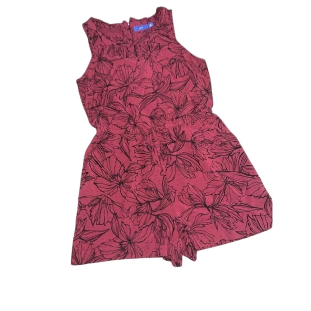 UEC APT. 9 CRANBERRY & BLACK RAYON ROMPER SZ M